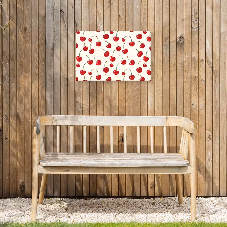 Kersen - Minimalistisch - Rood Tuinposter op houten frame 2 cm dik klein 845 -sfeer4