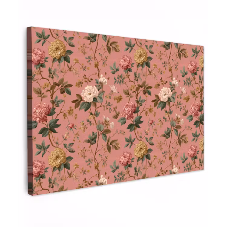 Klassiek - Botanisch - Roze Tuinposter op houten frame 2 cm dik klein 845 -3d