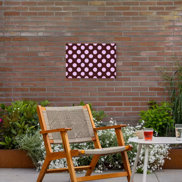 Klassiek - Stippen - Paars Tuinposter op houten frame 2 cm dik klein 845 -sfeer3