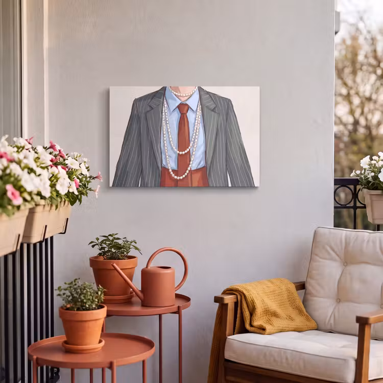 Kleding - Strik - Parels - Klassiek - Mode Tuinposter op houten frame 2 cm dik klein -sfeer1