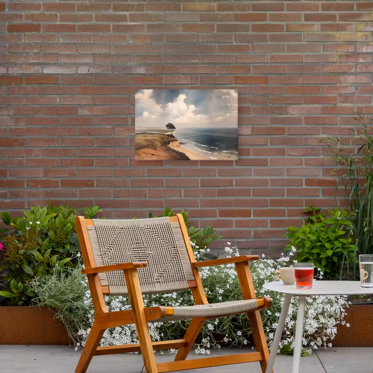 Klif - Zee - Boom Tuinposter op houten frame 2 cm dik klein -sfeer3