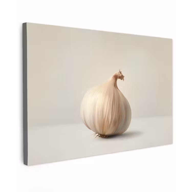 Knoflook - Natuurlijk - Beige Tuinposter op houten frame 2 cm dik klein -3d