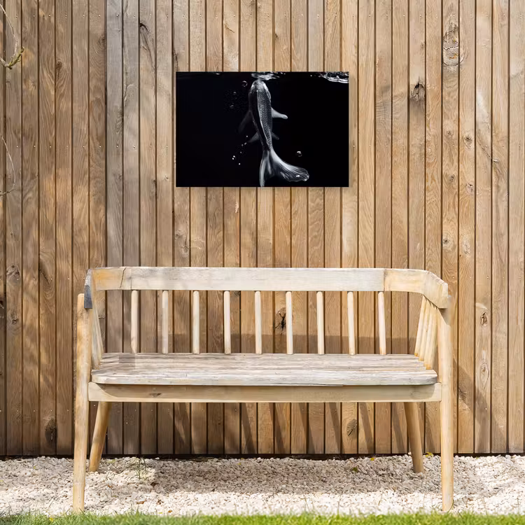 Koi - Vissen - Water - Zwart Tuinposter op houten frame 2 cm dik klein -sfeer4