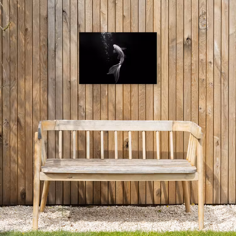 Koi - Vis - Wit - Zwart Tuinposter op houten frame 2 cm dik klein -sfeer4