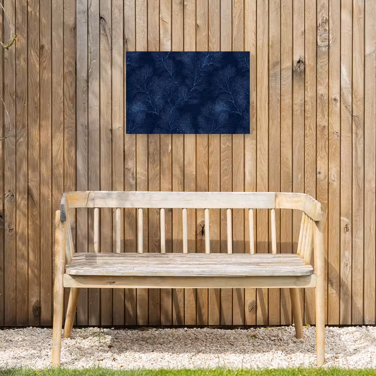 Koraal - Takken - Patroon - Nachtblauw Tuinposter op houten frame 2 cm dik klein 845 -sfeer4