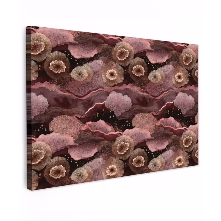 Koraal - Organisch - Roze Tuinposter op houten frame 2 cm dik klein 845 -3d