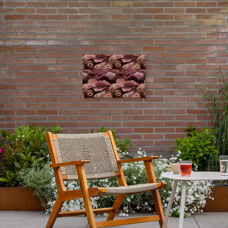 Koraal - Organisch - Roze Tuinposter op houten frame 2 cm dik klein 845 -sfeer3
