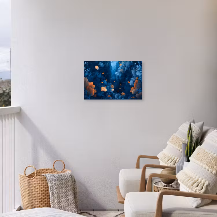 Koraalrif - Vissen - Oceaan - Blauw Tuinposter op houten frame 2 cm dik klein -sfeer1
