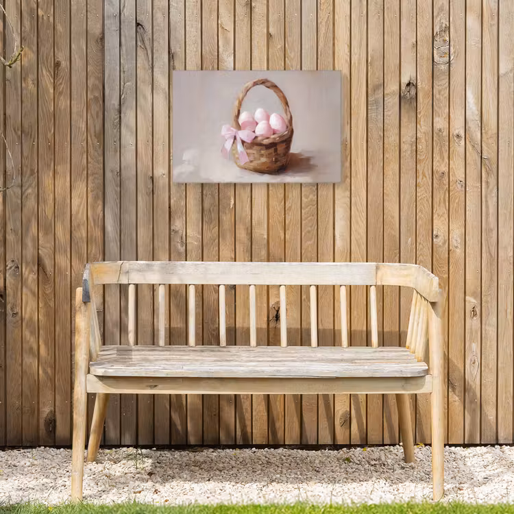 Mand - Eieren - Roze Tuinposter op houten frame 2 cm dik klein -sfeer4
