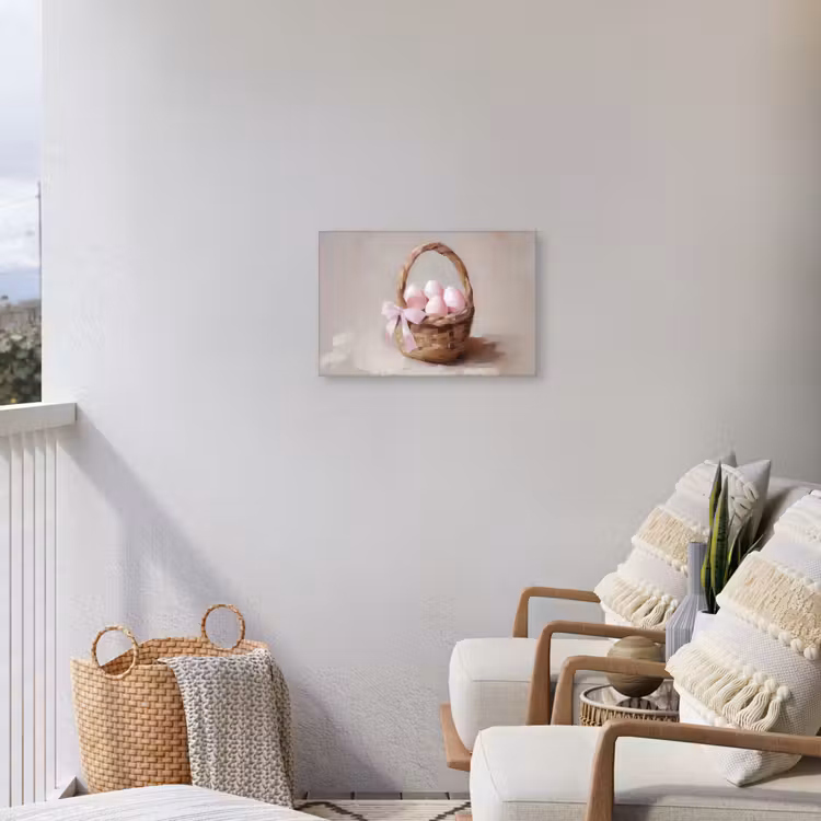 Mand - Eieren - Roze Tuinposter op houten frame 2 cm dik klein -sfeer1