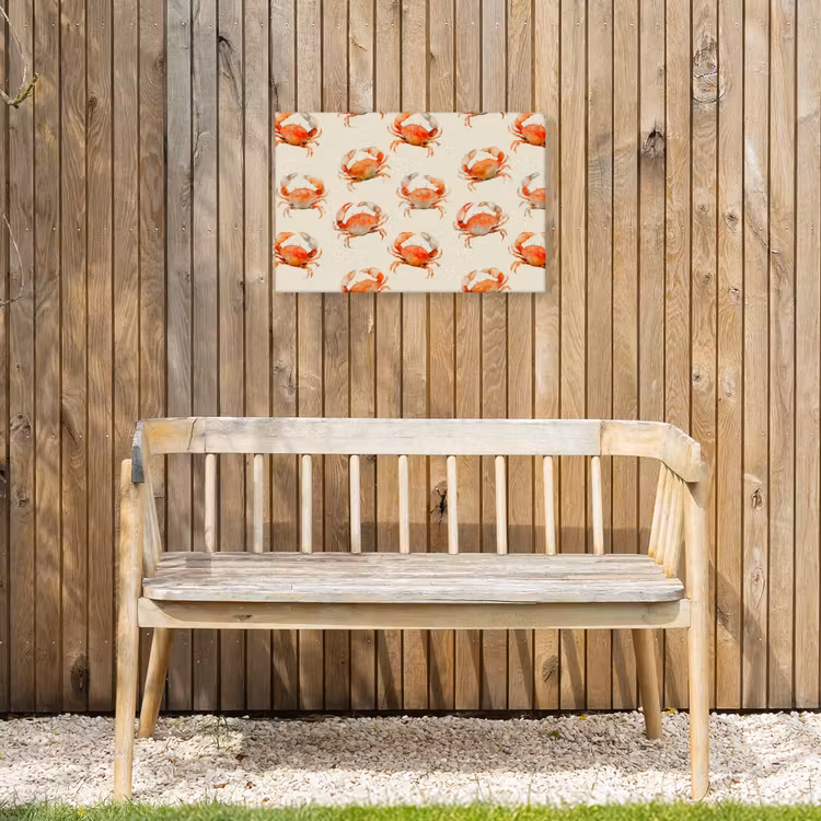 Krabben - Patroon - Oranje Tuinposter op houten frame 2 cm dik klein 845 -sfeer4