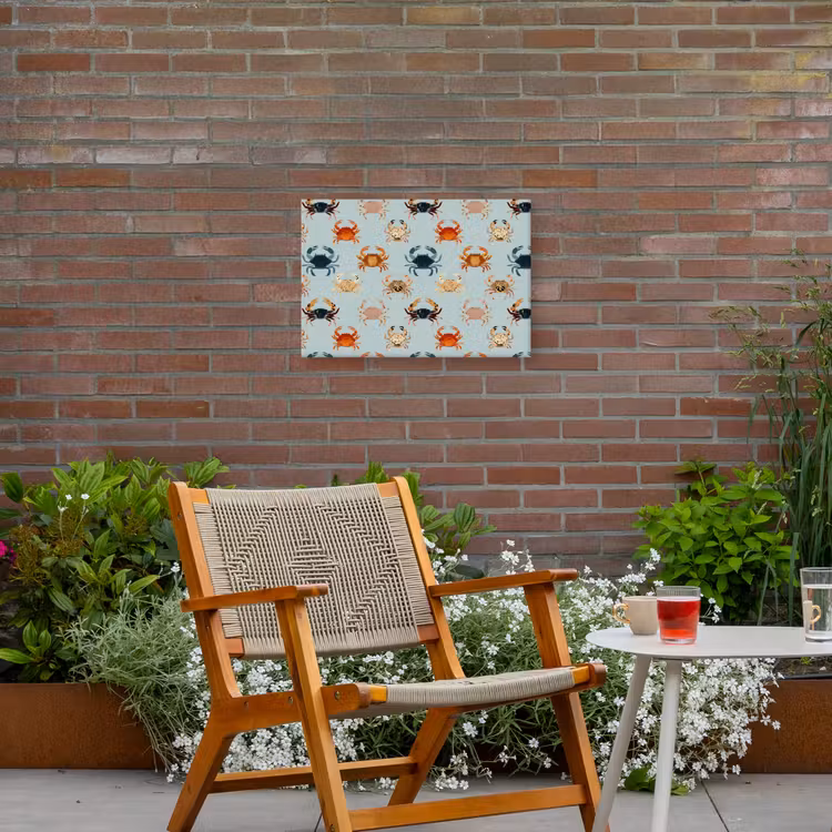Krabben - Speels - Kleurrijk Tuinposter op houten frame 2 cm dik klein 845 -sfeer3
