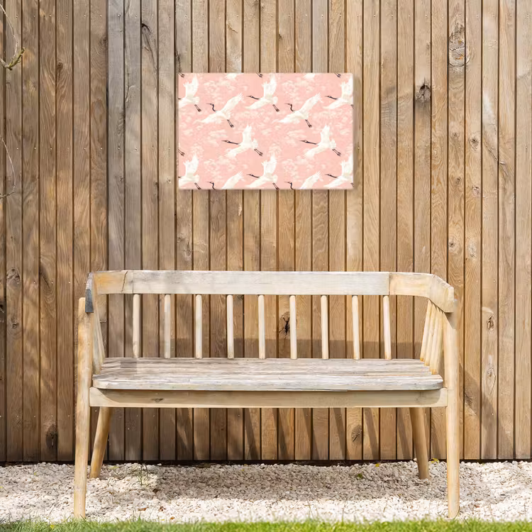Kraanvogels - Bloesem - Roze Tuinposter op houten frame 2 cm dik klein 845 -sfeer4