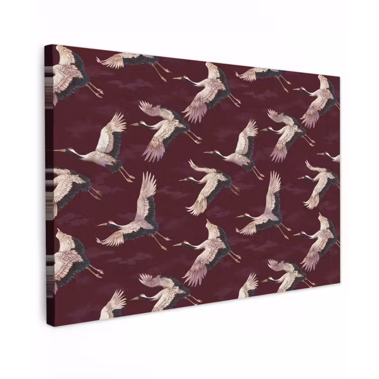 Kraanvogels - Klassiek - Bordeaux Tuinposter op houten frame 2 cm dik klein 845 -3d