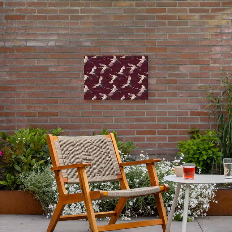 Kraanvogels - Klassiek - Bordeaux Tuinposter op houten frame 2 cm dik klein 845 -sfeer3