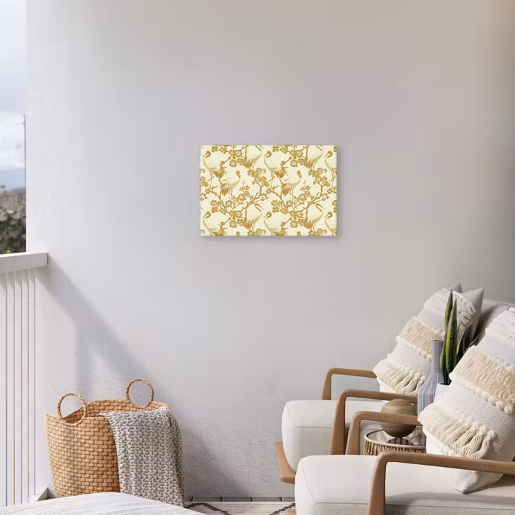 Kraanvogels - Kersenbloesem - Goud Tuinposter op houten frame 2 cm dik klein 845 -sfeer1