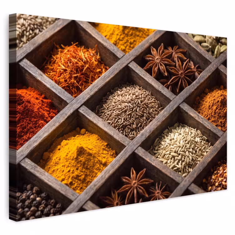 Outdoor Leinwand - Kräuter – Holz – Essen - Kruiden - Houten - Eten Tuinposter op houten frame 2 cm dik klein