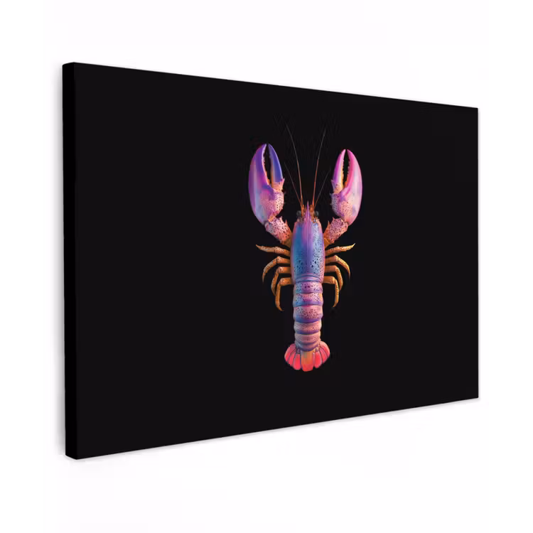 Kreeft - Paars - Roze - Zwart - Stippen - Lila Tuinposter op houten frame 2 cm dik klein -3d