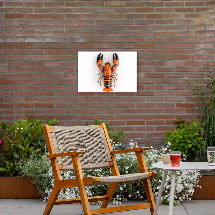 Kreeft - Zwart - Oranje - Wit - Uniek Tuinposter op houten frame 2 cm dik klein -sfeer3