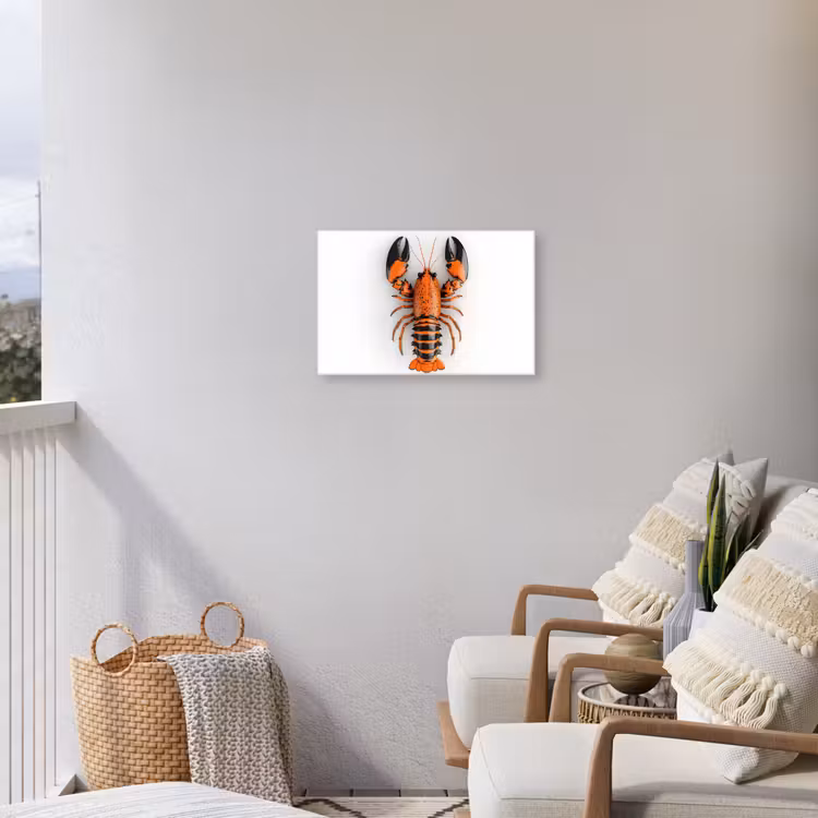Kreeft - Zwart - Oranje - Wit - Uniek Tuinposter op houten frame 2 cm dik klein -sfeer1