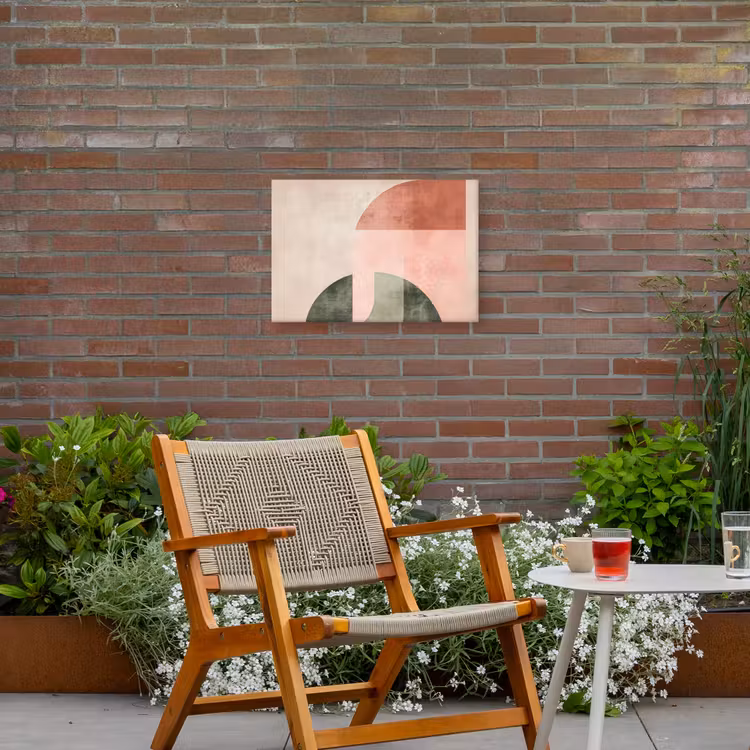 Cirkel - Abstract - Roze Tuinposter op houten frame 2 cm dik klein -sfeer3