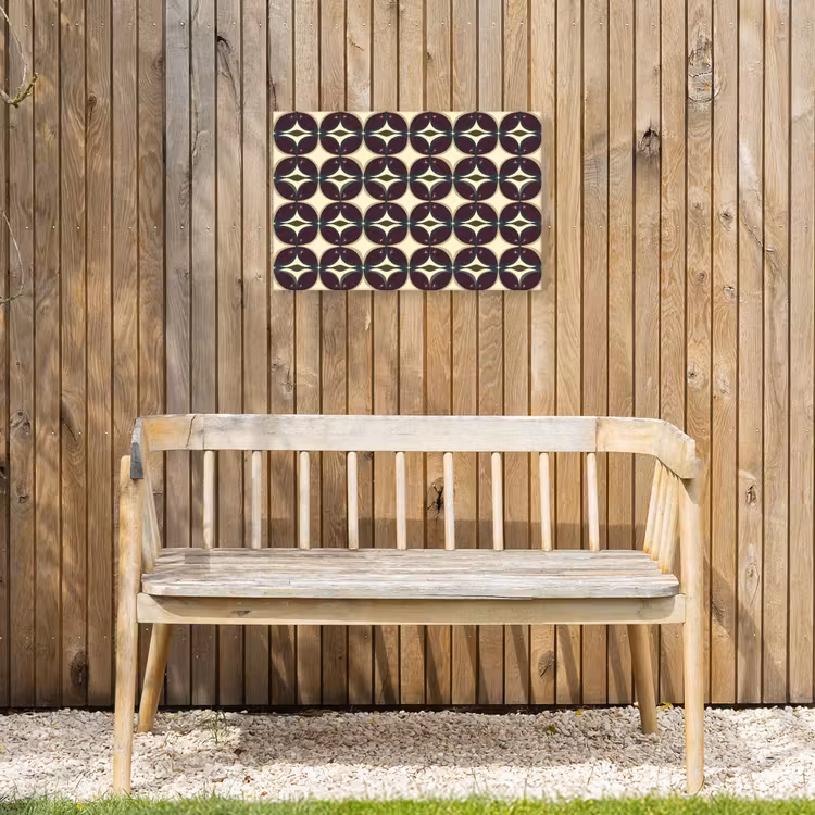 Cirkel - Retro - Kleurrijk Tuinposter op houten frame 2 cm dik klein 845 -sfeer4
