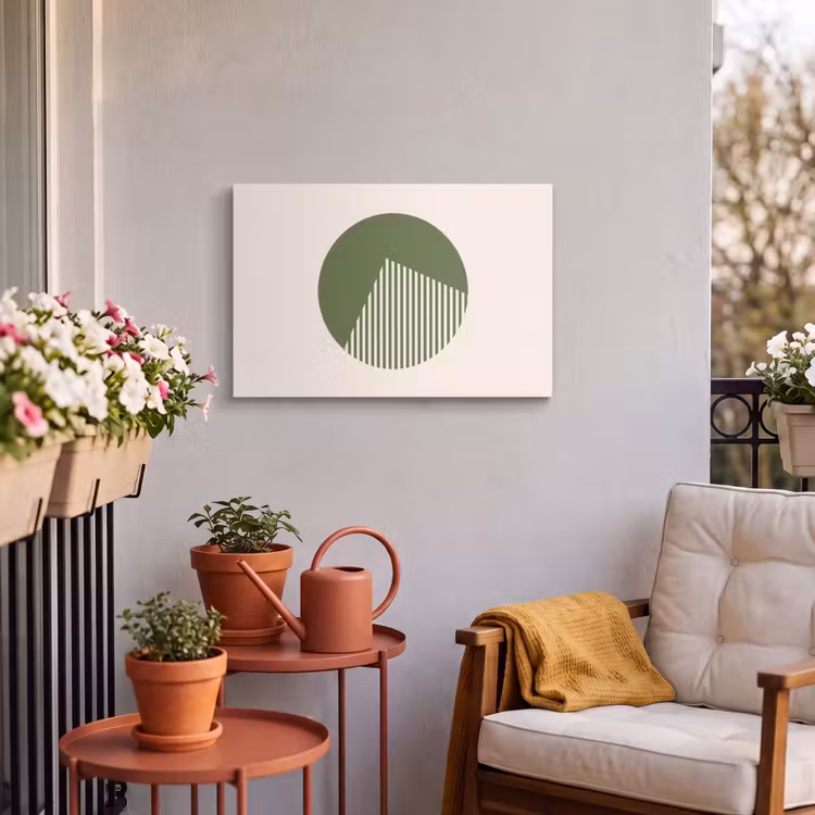 Cirkel - Strepen - Geometrisch - Abstract - Groen Tuinposter op houten frame 2 cm dik klein -sfeer1