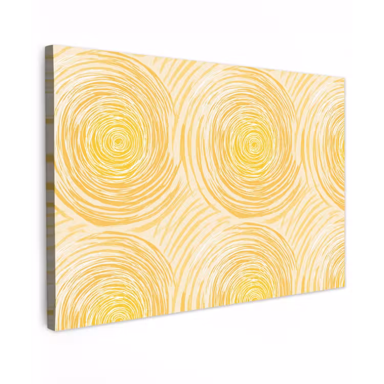 Cirkels - Abstract - Artistiek - Geel Tuinposter op houten frame 2 cm dik klein 845 -3d
