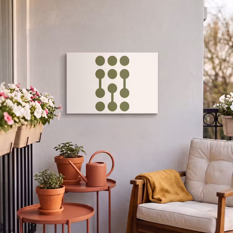 Cirkels - Geometrisch - Abstract - Modern - Groen Tuinposter op houten frame 2 cm dik klein -sfeer1