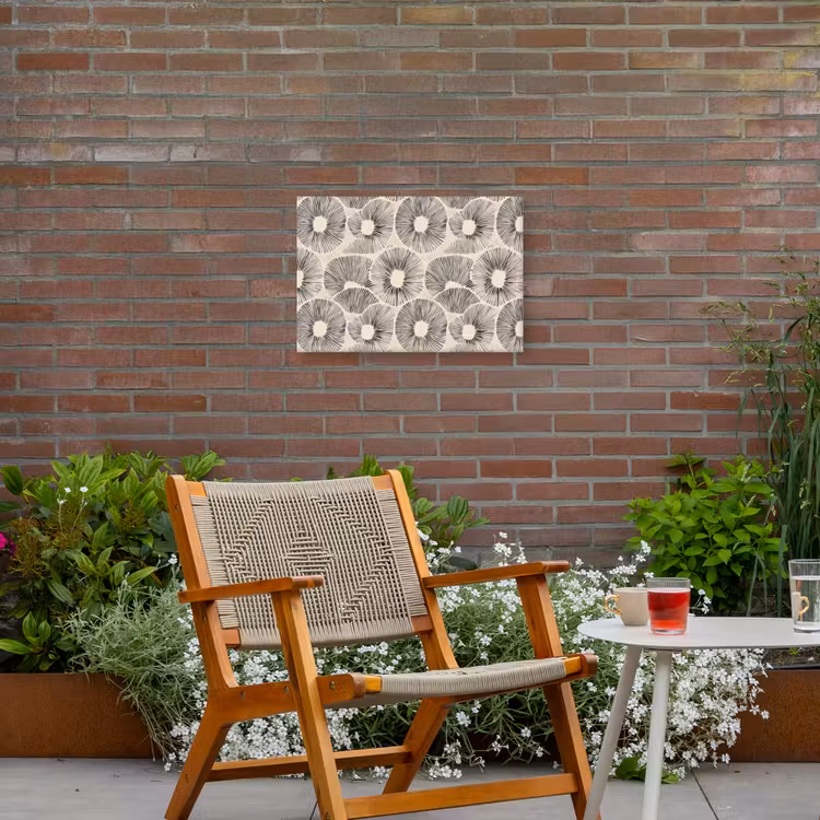 Cirkels - Patroon - Zwart Tuinposter op houten frame 2 cm dik klein 845 -sfeer3
