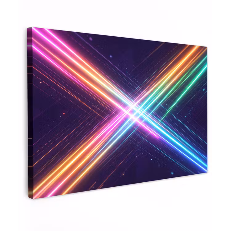 Kruisen - Lasterstralen - Neon Tuinposter op houten frame 2 cm dik klein -3d