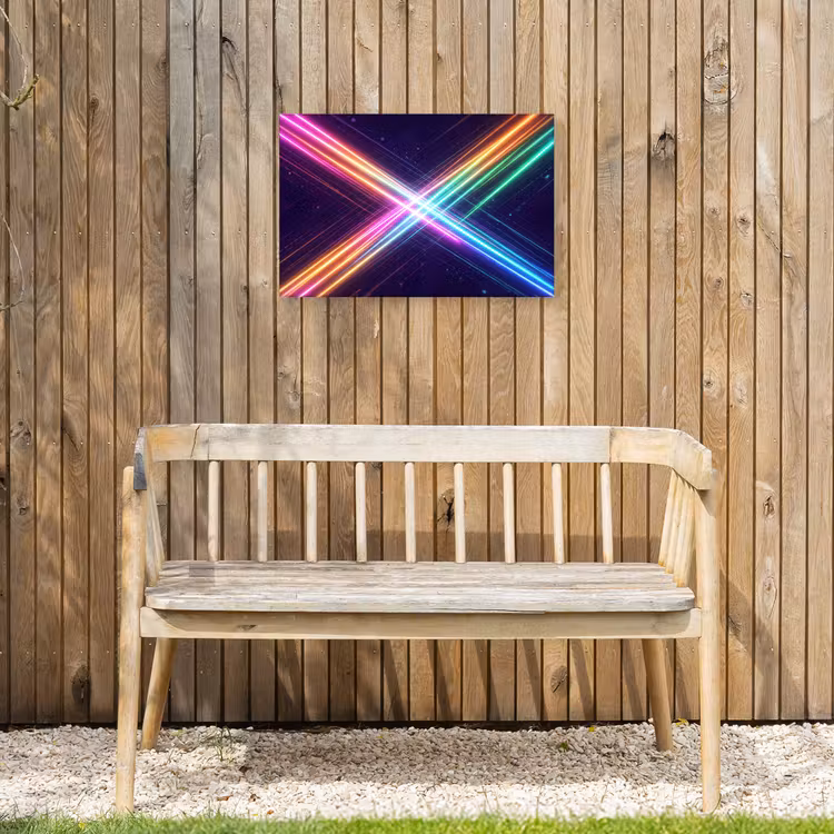 Kruisen - Lasterstralen - Neon Tuinposter op houten frame 2 cm dik klein -sfeer4