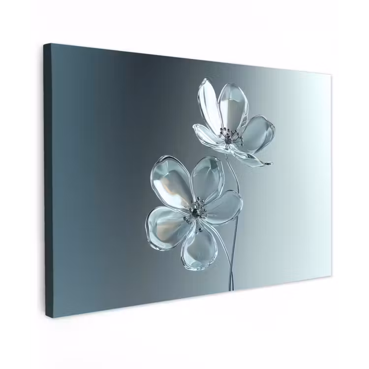 Kristal - Bloemen - Grijs Tuinposter op houten frame 2 cm dik klein -3d