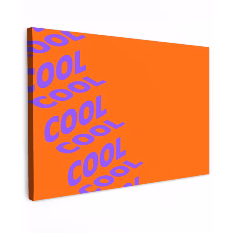 Cool - Paars - Oranje Tuinposter op houten frame 2 cm dik klein -3d
