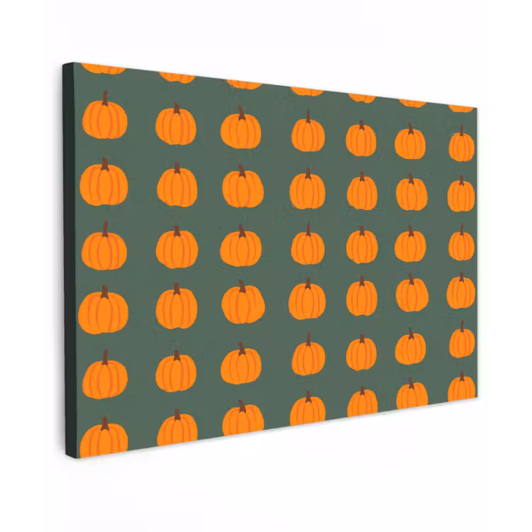 Pompoen - Patroon - Oranje Tuinposter op houten frame 2 cm dik klein 845 -3d