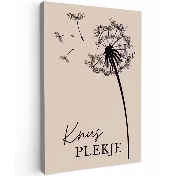 Knus Plekje met Paardenbloem Tuinposter op houten frame 2 cm dik klein -3d