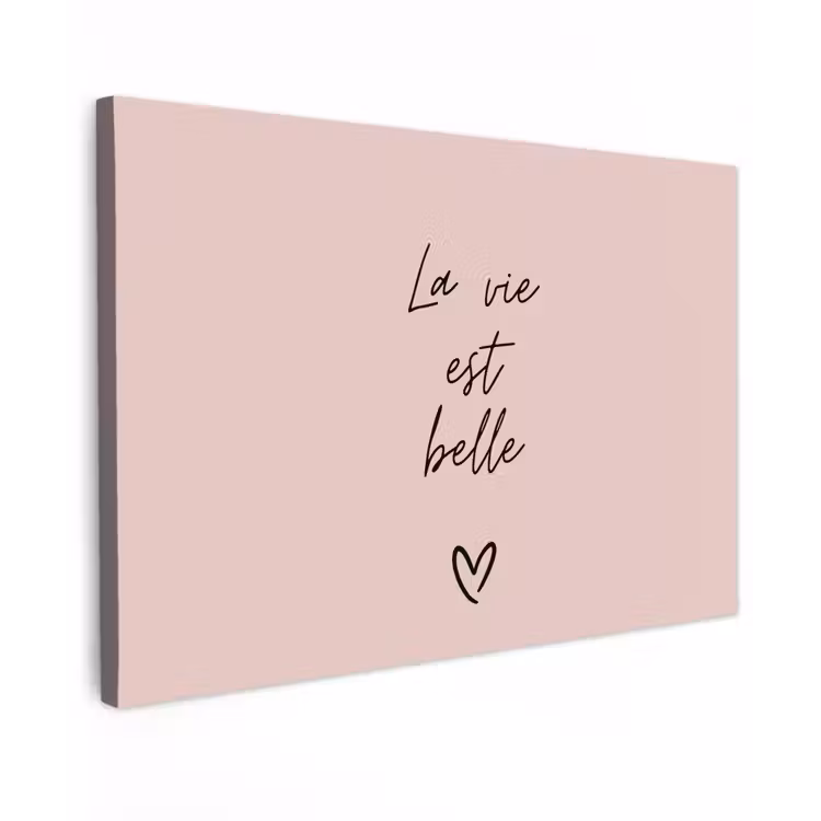La vie est belle met Hart Tuinposter op houten frame 2 cm dik klein -3d