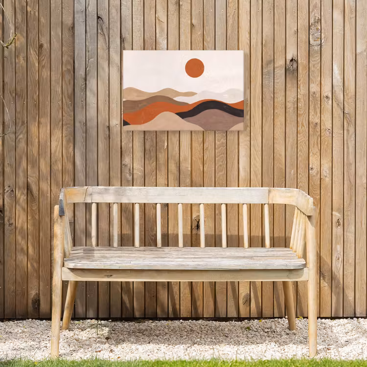 Landschap - Heuvels - Zon - Abstract - Oranje Tuinposter op houten frame 2 cm dik klein -sfeer4
