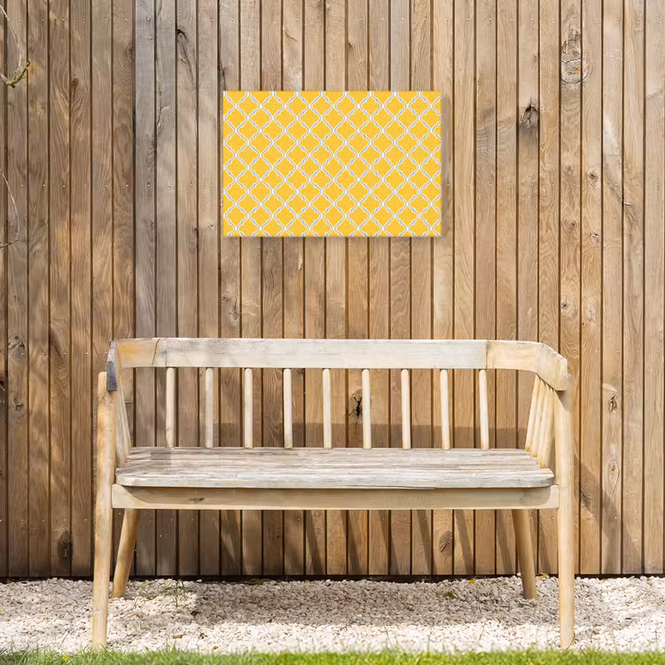 Lantaarn - Arabesk - Elegant - Geel Tuinposter op houten frame 2 cm dik klein 845 -sfeer4