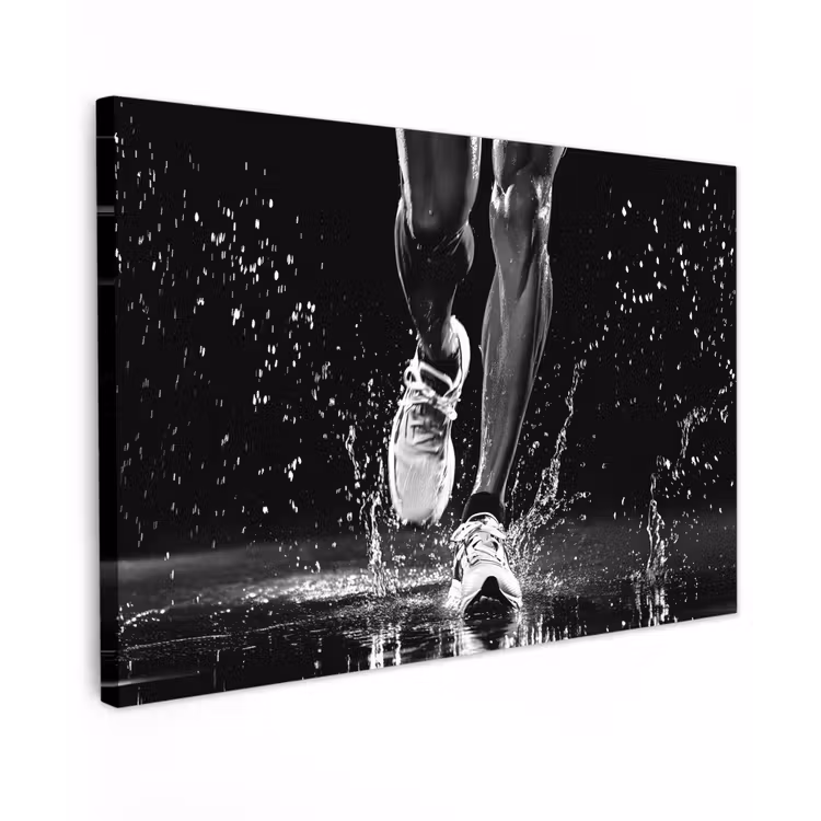 Hardloopschoenen - Rennen - Druppels - Zwart Tuinposter op houten frame 2 cm dik klein -3d