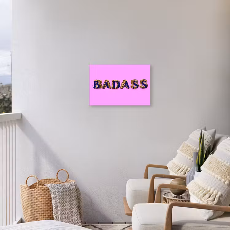 Felroze - Badass - Panterprint - Schaduw Tuinposter op houten frame 2 cm dik klein -sfeer1