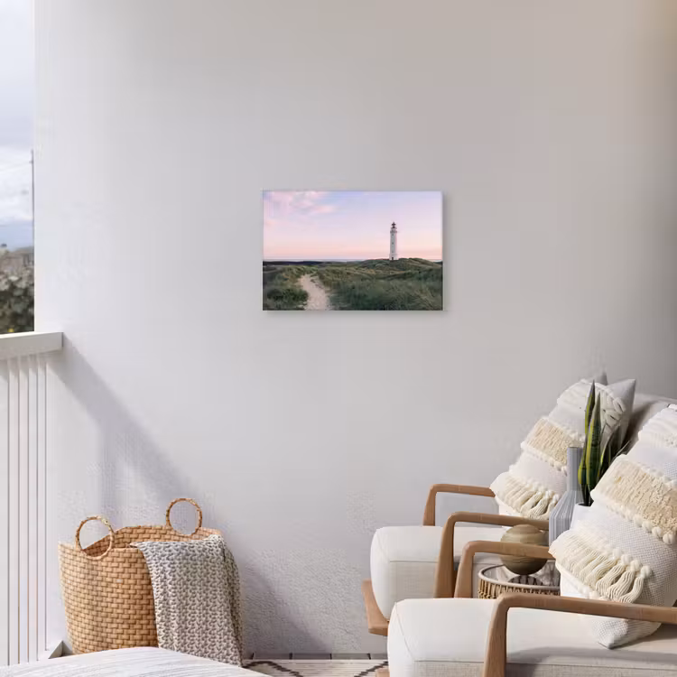 Vuurtoren - Duinlandschap - Zee Tuinposter op houten frame 2 cm dik klein -sfeer1