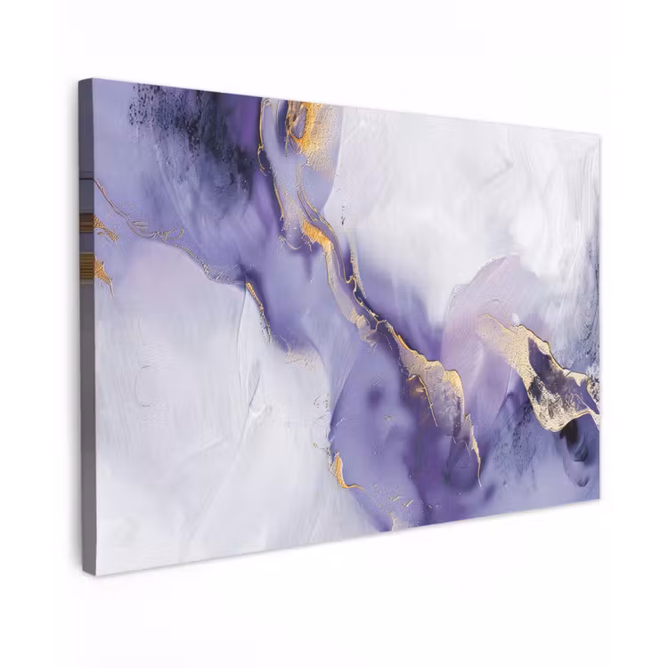 Paars - Modern - Marmer - Abstract Tuinposter op houten frame 2 cm dik klein -3d