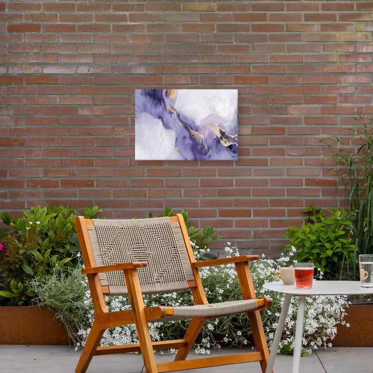 Paars - Modern - Marmer - Abstract Tuinposter op houten frame 2 cm dik klein -sfeer3