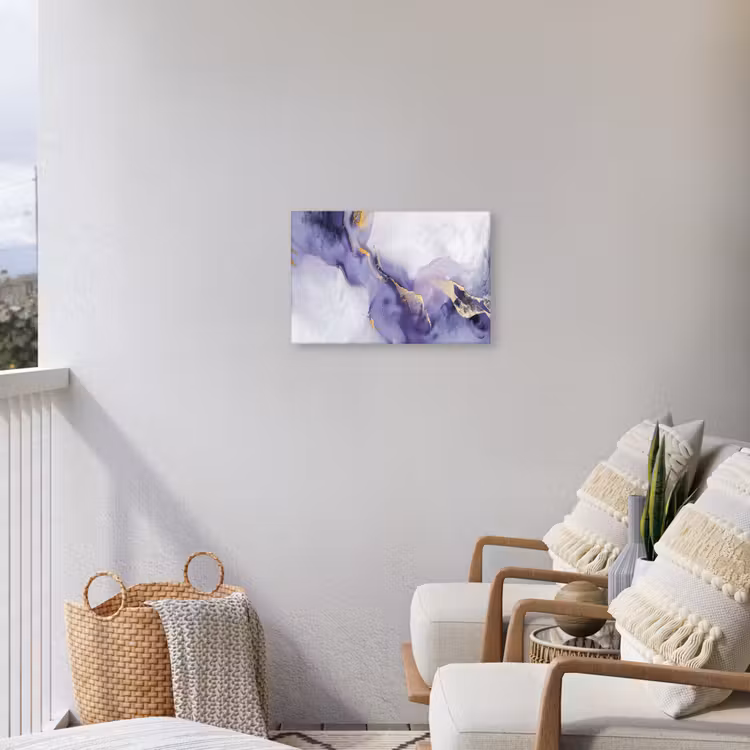 Paars - Modern - Marmer - Abstract Tuinposter op houten frame 2 cm dik klein -sfeer1