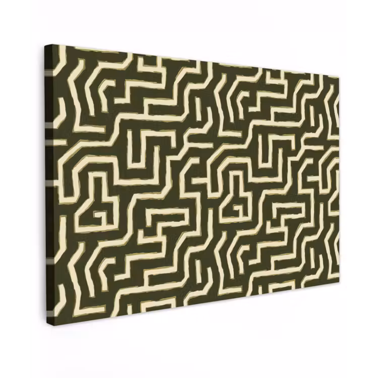 Lijnen - Abstract - Groen Tuinposter op houten frame 2 cm dik klein 845 -3d