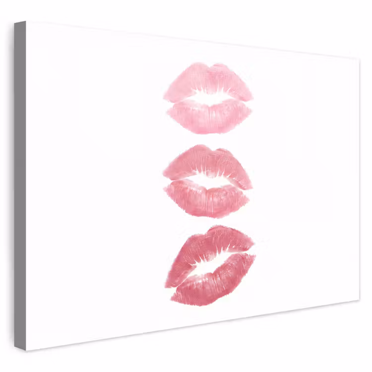 Lippen - Kusafdruk - Roze - Modern - Abstract Tuinposter op houten frame 2 cm dik klein -3d