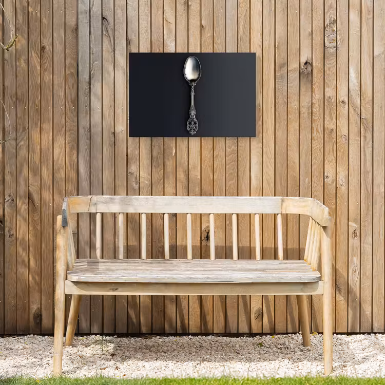 Lepel - Zilver - Metaal Tuinposter op houten frame 2 cm dik klein -sfeer4