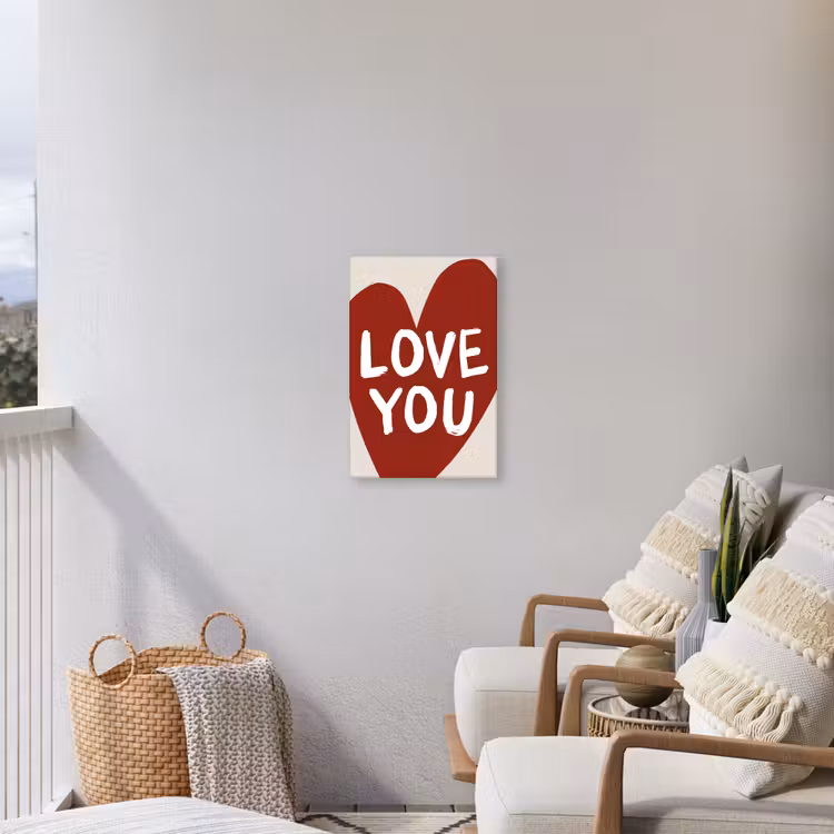 Loveyou - Hart - Rood Tuinposter op houten frame 2 cm dik klein -sfeer1