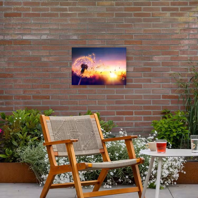 Paardenbloem in de Avondschemering Tuinposter op houten frame 2 cm dik klein -sfeer3
